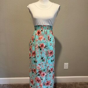 Floral Maxi Dress with White Top